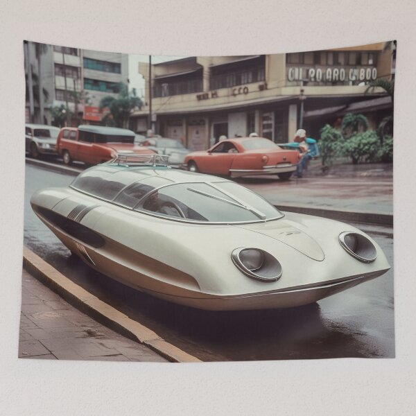 Item preview, Retro Sci-fi fi Futuristic Car in 1960s Cali Colombia  designed and sold by FuturistMe.