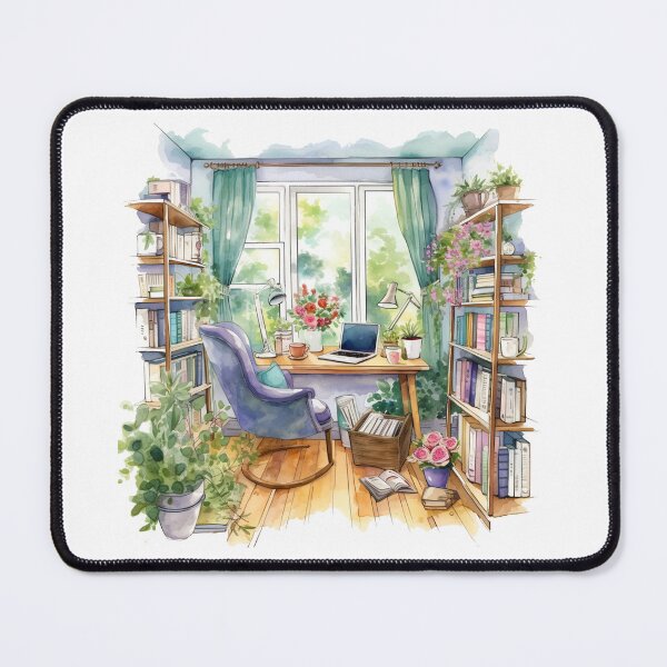 Item preview, Watercolor Cozy Home Office designed and sold by DreamiDreams.