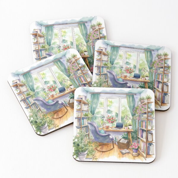 Item preview, Watercolor Cozy Home Office designed and sold by DreamiDreams.