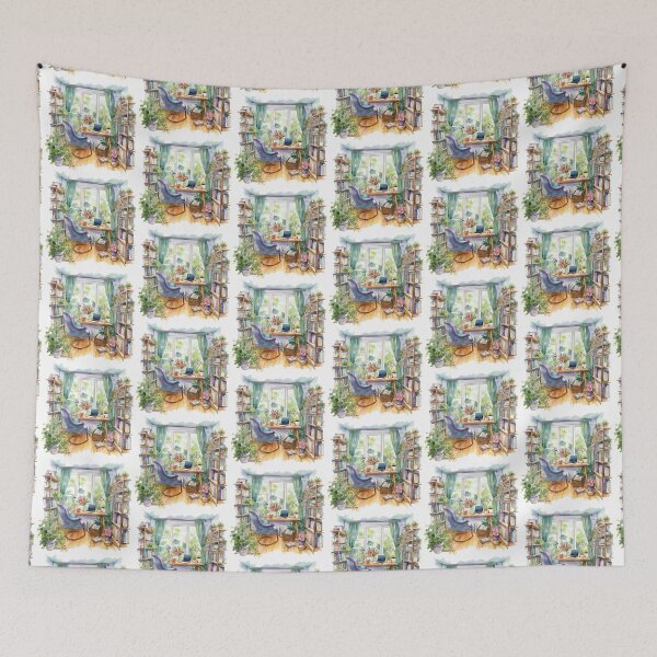 Item preview, Watercolor Cozy Home Office designed and sold by DreamiDreams.