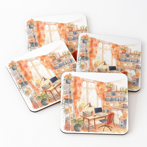 Item preview, Watercolor Cozy Home Office designed and sold by DreamiDreams.
