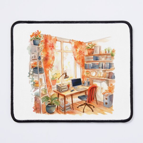Item preview, Watercolor Cozy Home Office designed and sold by DreamiDreams.