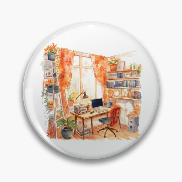 Item preview, Watercolor Cozy Home Office designed and sold by DreamiDreams.