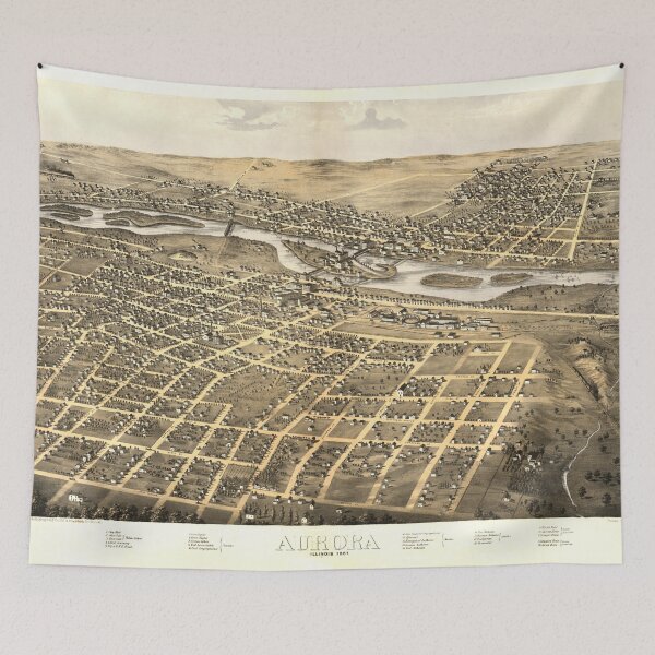 Item preview, Vintage Aurora IL Map (1867) Vintage City of Lights Illinois Atlas designed and sold by BravuraMedia.