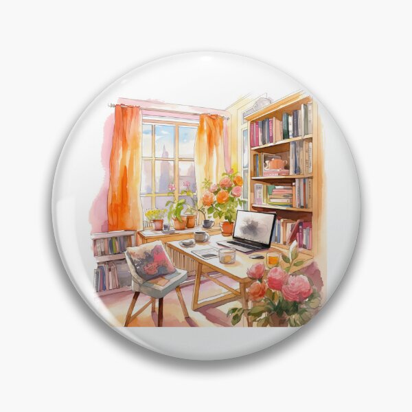 Item preview, Watercolor Cozy Home Office designed and sold by DreamiDreams.