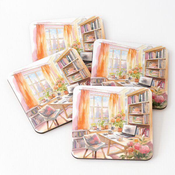 Item preview, Watercolor Cozy Home Office designed and sold by DreamiDreams.