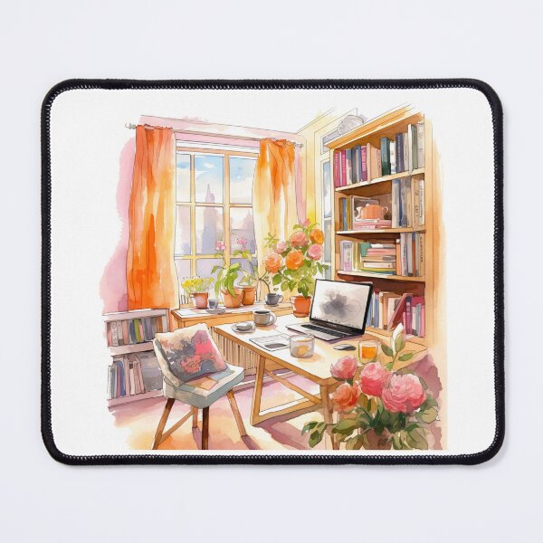 Item preview, Watercolor Cozy Home Office designed and sold by DreamiDreams.