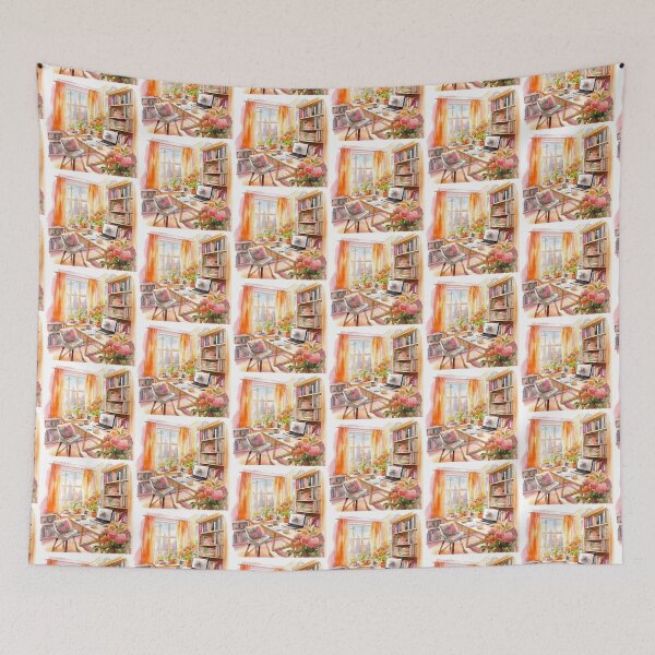 Item preview, Watercolor Cozy Home Office designed and sold by DreamiDreams.