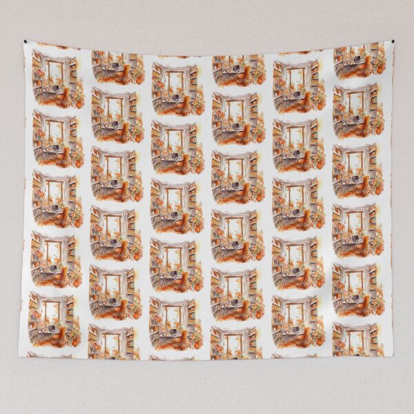 Item preview, Watercolor Cozy Home Office designed and sold by DreamiDreams.