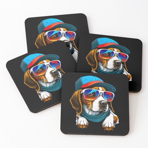 Item preview, Colorful Beagle wearing sunglasses and cap designed and sold by Gerald Waters.