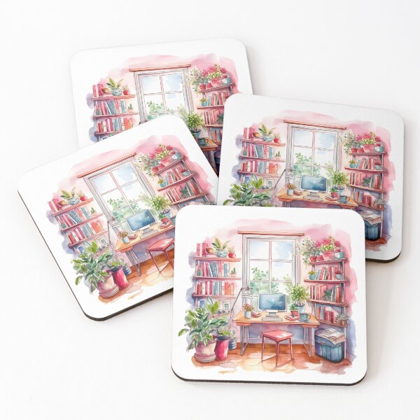 Item preview, Watercolor Cozy Home Office designed and sold by DreamiDreams.