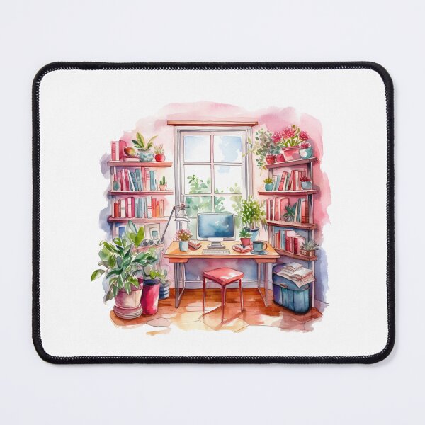 Item preview, Watercolor Cozy Home Office designed and sold by DreamiDreams.