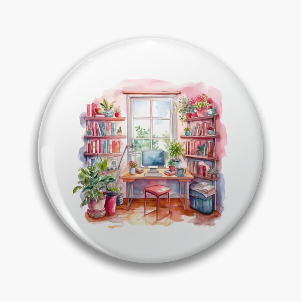 Item preview, Watercolor Cozy Home Office designed and sold by DreamiDreams.