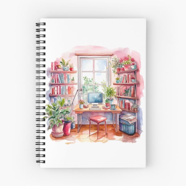 Item preview, Watercolor Cozy Home Office designed and sold by DreamiDreams.