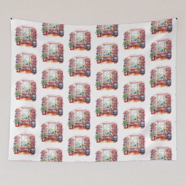 Item preview, Watercolor Cozy Home Office designed and sold by DreamiDreams.