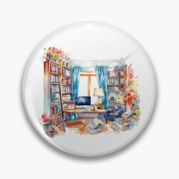 Item preview, Watercolor Cozy Home Office designed and sold by DreamiDreams.