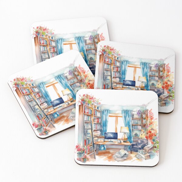 Item preview, Watercolor Cozy Home Office designed and sold by DreamiDreams.