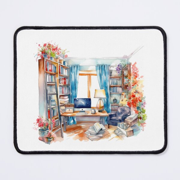 Item preview, Watercolor Cozy Home Office designed and sold by DreamiDreams.