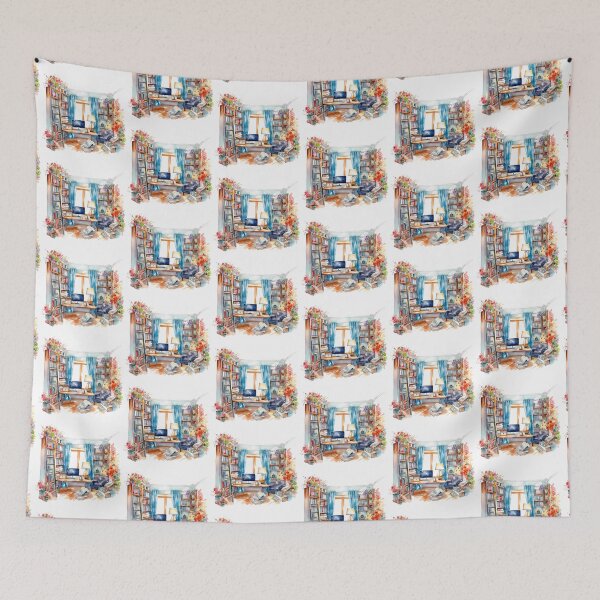 Item preview, Watercolor Cozy Home Office designed and sold by DreamiDreams.