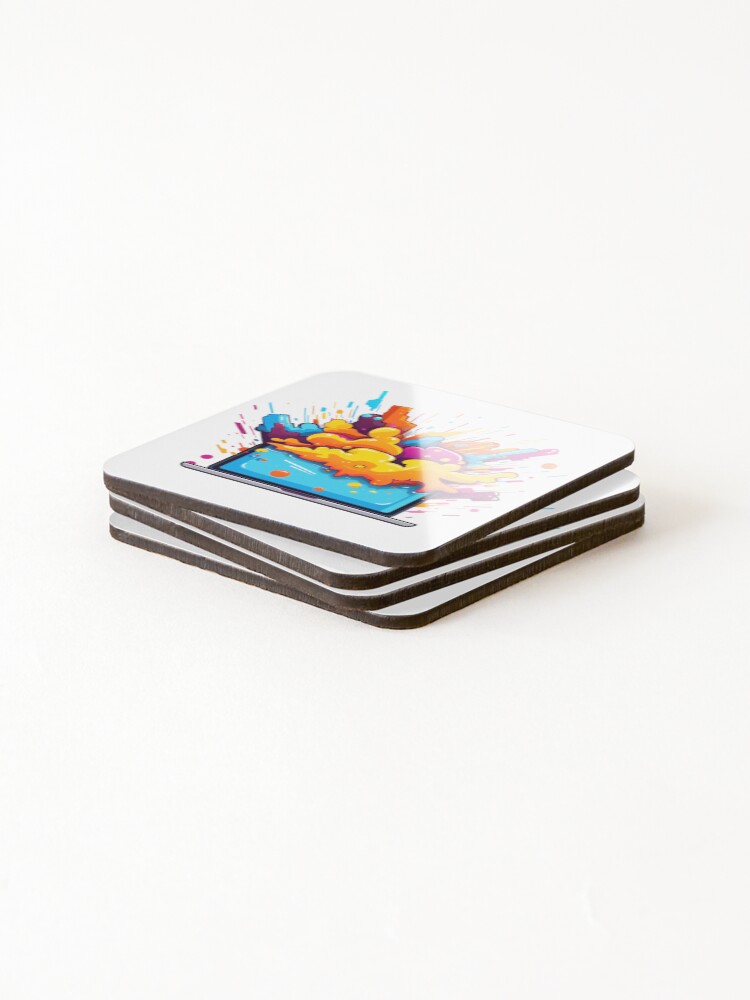 Thumbnail 4 of 5, Coasters (Set of 4), Colorful Computer Explosion designed and sold by ZefirDesign.