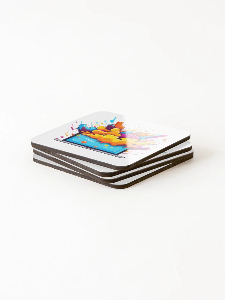 Thumbnail 4 of 5, Coasters (Set of 4), Colorful Computer Explosion designed and sold by ZefirDesign.