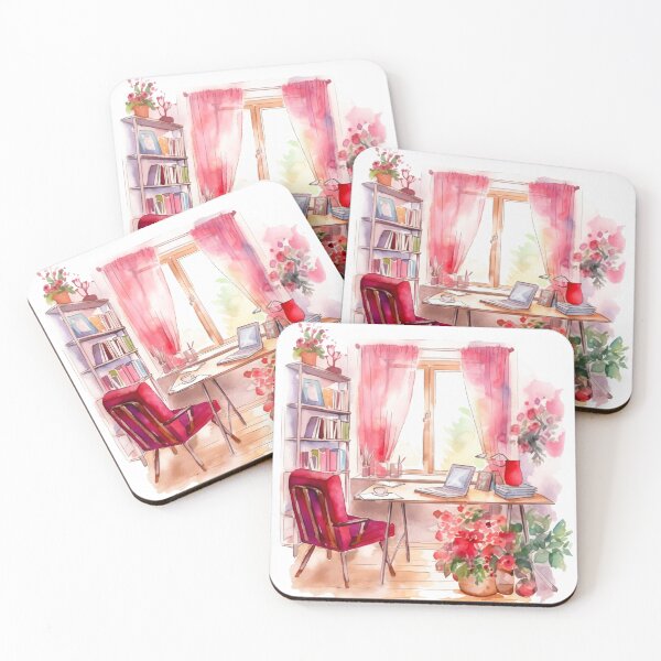 Item preview, Watercolor Cozy Home Office designed and sold by DreamiDreams.