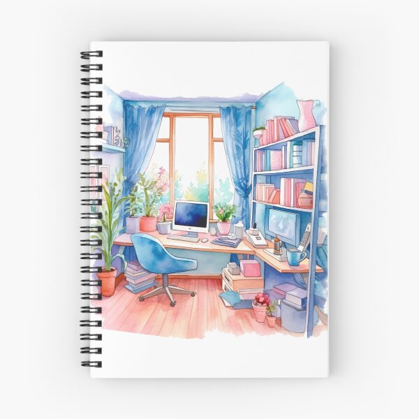 Item preview, Watercolor Cozy Home Office designed and sold by DreamiDreams.