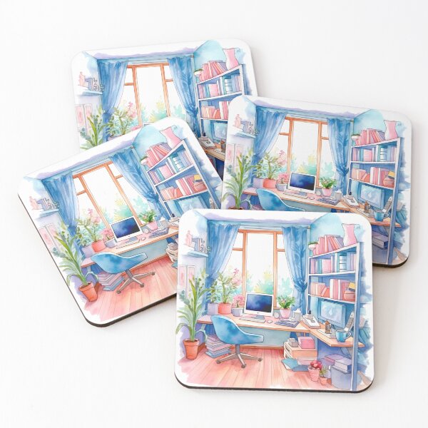 Item preview, Watercolor Cozy Home Office designed and sold by DreamiDreams.