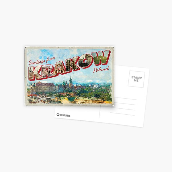 Item preview, Greetings from Krakow in Poland Vintage style retro souvenir designed and sold by DeveloperProp0.