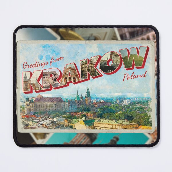 Artikelvorschau, Grüße aus Krakau in Polen Retro-Souvenir im Vintage-Stil entworfen und verkauft von DeveloperProp0.