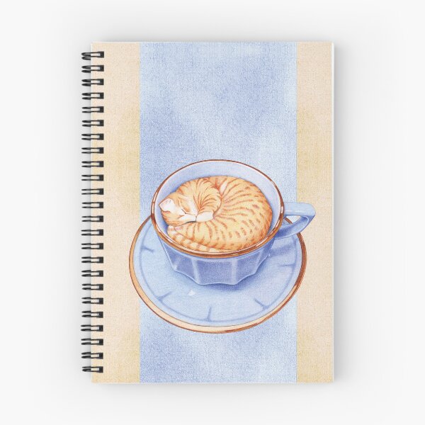 Item preview, Cat in Coffee on blue orange stripes designed and sold by mrana.