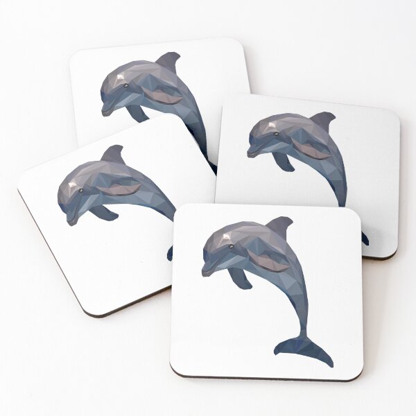 Item preview, Geometric Dolphin Lovely Cute Animal Polygonal Shape Dark Blue Navy Marine Life designed and sold by foxynatic.