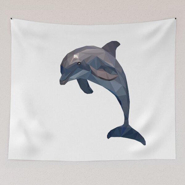 Item preview, Geometric Dolphin Lovely Cute Animal Polygonal Shape Dark Blue Navy Marine Life designed and sold by foxynatic.