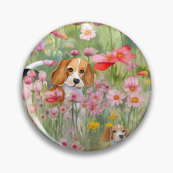 Item preview, Beagles in a field of wild flowers watercolor pattern designed and sold by Gerald Waters.