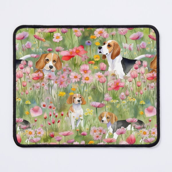 Item preview, Beagles in a field of wild flowers watercolor pattern designed and sold by Gerald Waters.