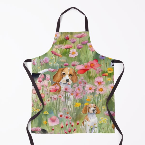 Item preview, Beagles in a field of wild flowers watercolor pattern designed and sold by Gerald Waters.