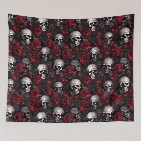 Item preview, Skulls and Red Roses designed and sold by Michele Bergh.