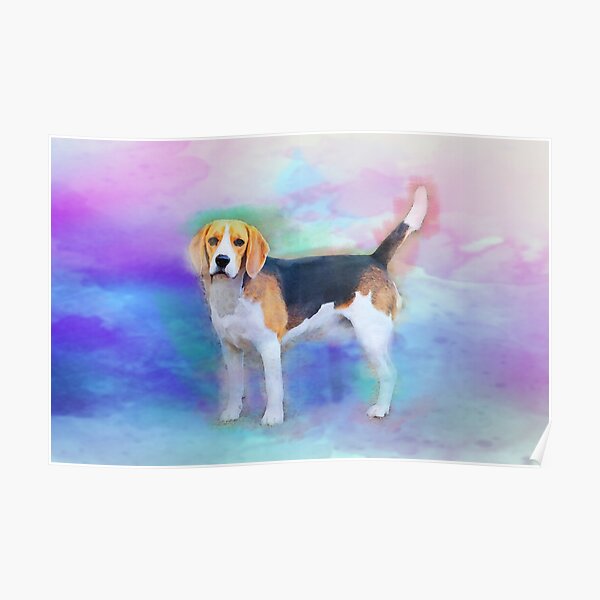 Beagle dog watercolor art painting Poster