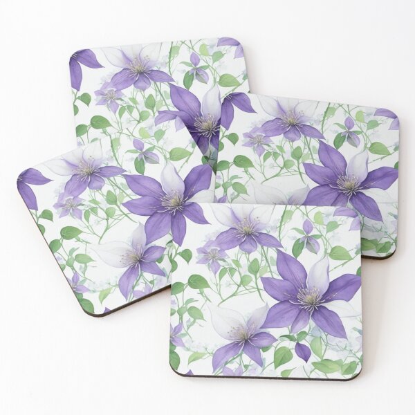 Item preview,  Purple Clematis Flowers - Beautiful Floral Wall Art Print. designed and sold by Vlad-Nik001.