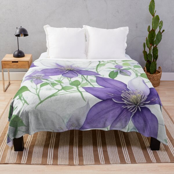 Item preview,  Purple Clematis Flowers - Beautiful Floral Wall Art Print. designed and sold by Vlad-Nik001.