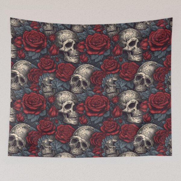 Item preview, Skulls and Red Roses designed and sold by Michele Bergh.