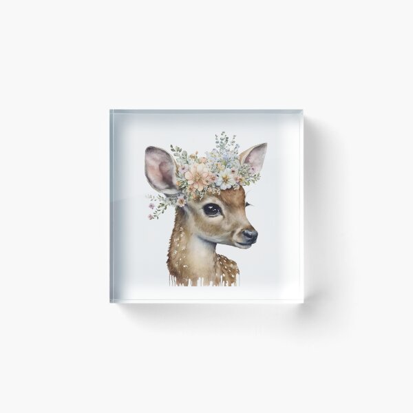 Item preview, Fawn floral watercolor designed and sold by DelgadoStudio.