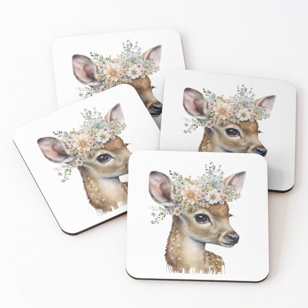 Item preview, Fawn floral watercolor designed and sold by DelgadoStudio.
