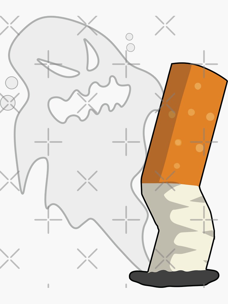 ghost smoking a cigarette Scary ghost Cigarette smoke Sticker