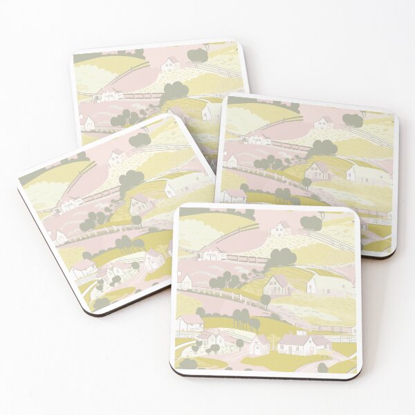 Item preview, Rolling hills pink yellow and green hilly landscape pattern designed and sold by Kentala.