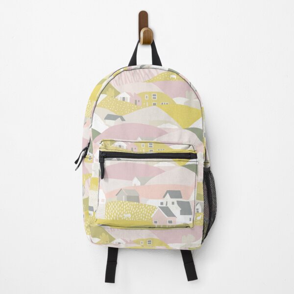 Item preview, Rolling hills pink yellow and green hilly landscape pattern designed and sold by Kentala.