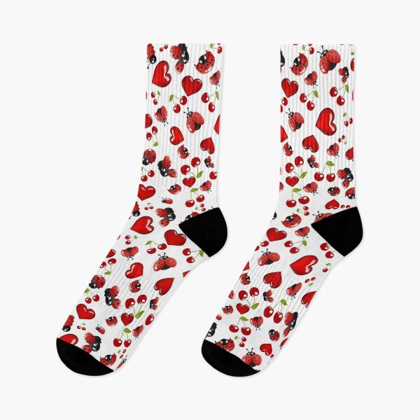 Item preview, Playful Ladybugs, Hearts and Cherries Pattern designed and sold by Printriff.