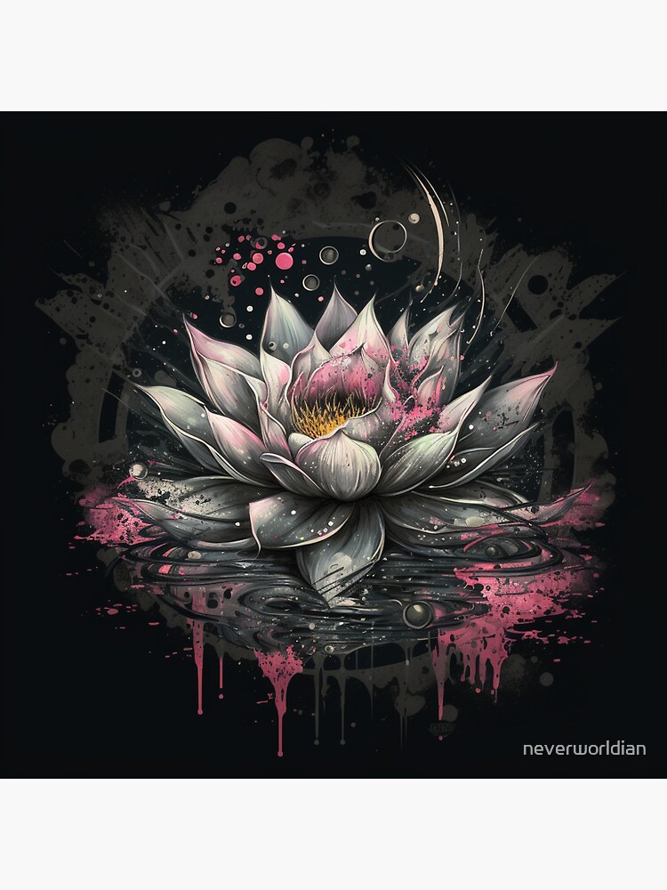 Dark Moody Lotus Flower | Graffiti Style | Gothic, Dark Academia | Sticker