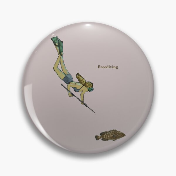 Item preview, Vintage Spearfishing Freediving Woman Diver with a Fish URM designed and sold by urmaddad.