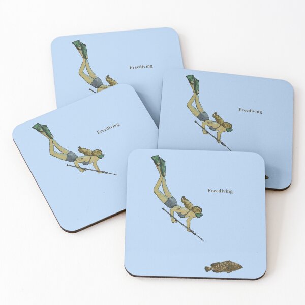Item preview, Vintage Spearfishing Freediving Woman Diver with a Fish URM designed and sold by urmaddad.